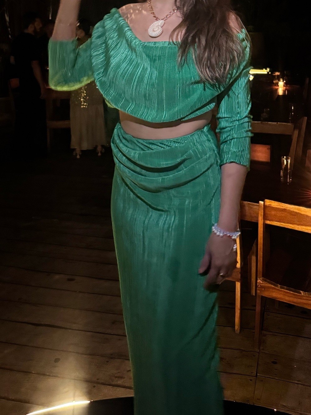 JLUXLABEL Green Draped Cutout Long Sleeve Maxi Dress - Picture 9 of 9